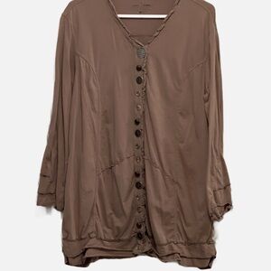 Neon Buddha Brown 3/4 Sleeve Relaxed Button Down